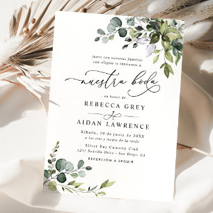Rustic Eucalyptus Leaves Greenery Neustra Boda Invitation