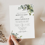 Rustic Eucalyptus Leaves Greenery Wedding Invitation<br><div class="desc">This elegant collection features mixed watercolor greenery leaves paired with a classy serif & delicate sans font in black,  with a monogram on the back. Matching items available.</div>