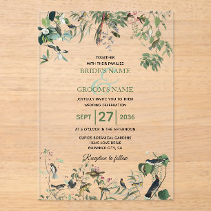 Rustic Eucalyptus Leaves Vintage Greenery Wedding Acrylic Invitations