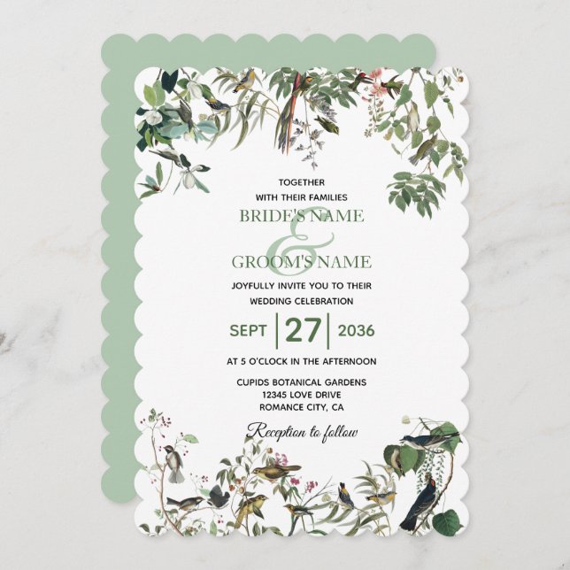 Rustic Eucalyptus Leaves Vintage Greenery Wedding Invitation (Front/Back)