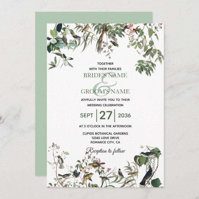 Rustic Eucalyptus Leaves Vintage Greenery Wedding Invitation (Front/Back)
