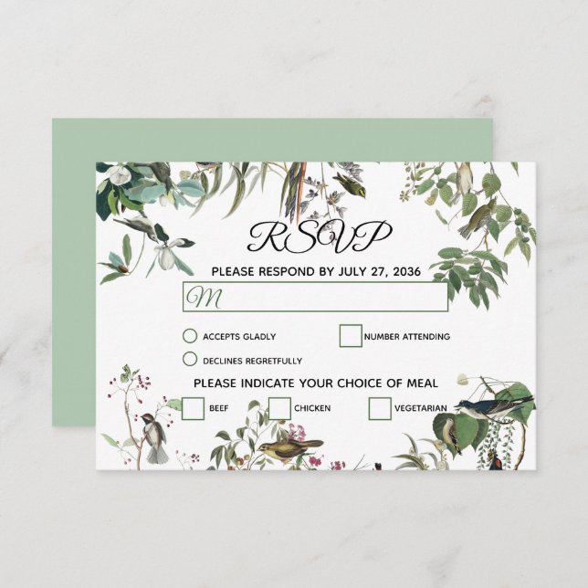 Rustic Eucalyptus Leaves Vintage Greenery Wedding  RSVP Card (Front/Back)