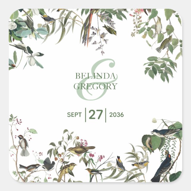 Rustic Eucalyptus Leaves Vintage Greenery Wedding Square Sticker (Front)