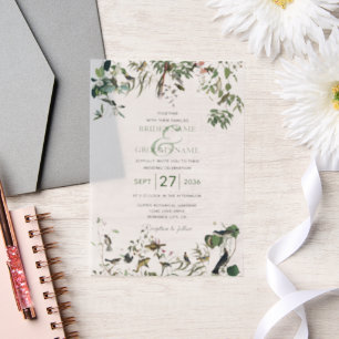 Rustic Eucalyptus Leaves Vintage Greenery Wedding Vellum Invitations