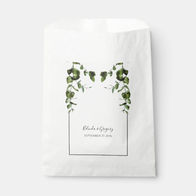 Rustic  Eucalyptus Leaves Wedding Favour Bags (Front)