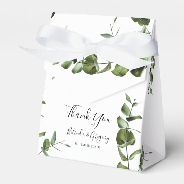 Rustic  Eucalyptus Leaves Wedding Favour Box (Front Side)