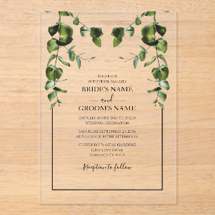 Rustic Eucalyptus Leaves Wedding Invitations
