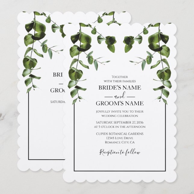 Rustic  Eucalyptus Leaves Wedding Invitations (Front/Back)