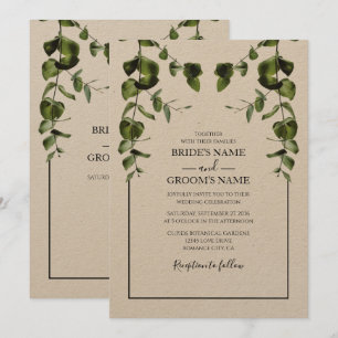 Rustic Eucalyptus Leaves Wedding Invitations