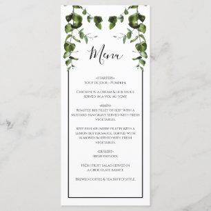 Rustic  Eucalyptus Leaves Wedding  Menu