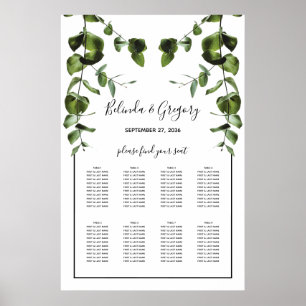 Rustic  Eucalyptus Leaves Wedding Seating Chart