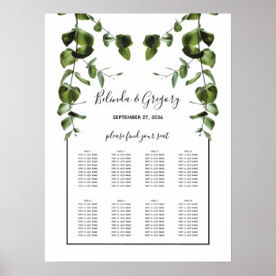 Rustic  Eucalyptus Leaves Wedding Seating Chart