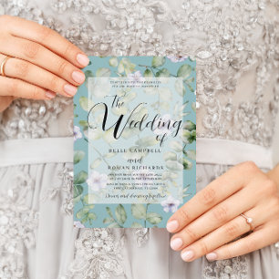 Rustic Eucalyptus Purple & Teal Floral Wedding   Invitation
