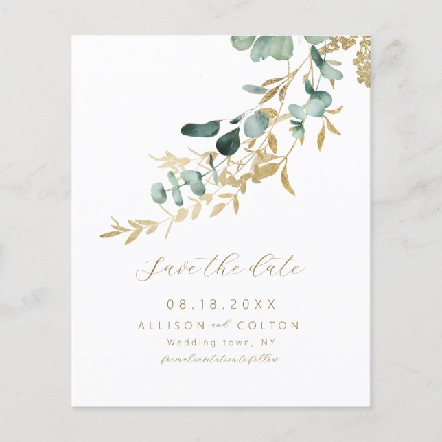 Rustic eucalyptus sage green greenery boho budget (Front)