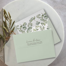 Rustic Eucalyptus Sage Green Return Addres Wedding