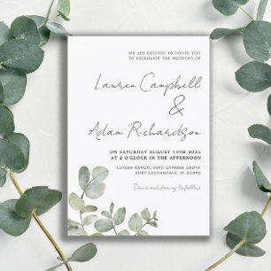 Rustic Eucalyptus Sage Green Wedding  Invitation