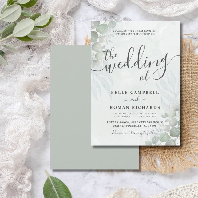 Rustic Eucalyptus Sage Green Wedding Invitation (Creator Uploaded)