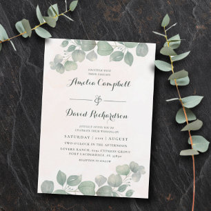 Rustic Eucalyptus Sage Green Wedding Invitation