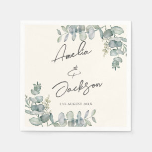 Rustic Eucalyptus Sage Green Wedding Napkins