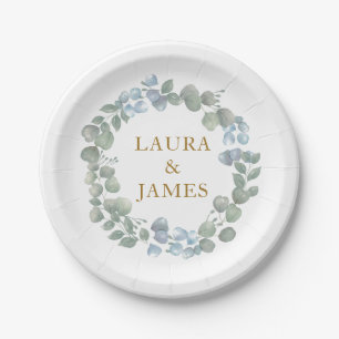 Rustic Eucalyptus  Sage Green Wedding paper plate