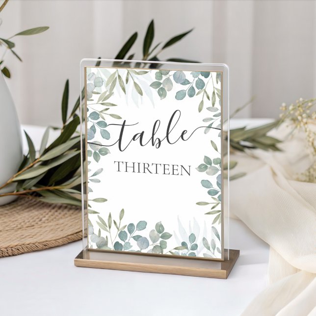 Rustic Eucalyptus Sage Green Wedding  Table Number (Creator Uploaded)