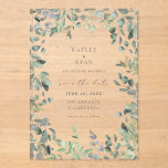 Rustic Eucalyptus Save the Date Acrylic Invitations<br><div class="desc">Looking for Luxury, Chic, Modern & and Elegant Photo Save the Date? If so, this invite is for you. It's the most unique Save the Date you can get, one with your photo. It's made with hand painted, eucalyptus. And the design is elegant, chic, and modern. It fits summer weddings,...</div>