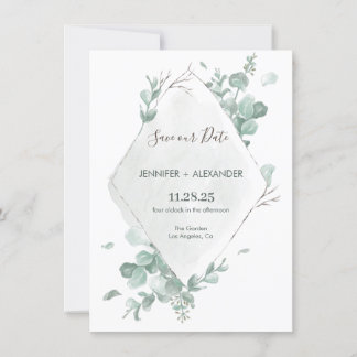 Rustic Eucalyptus Save The Date Card