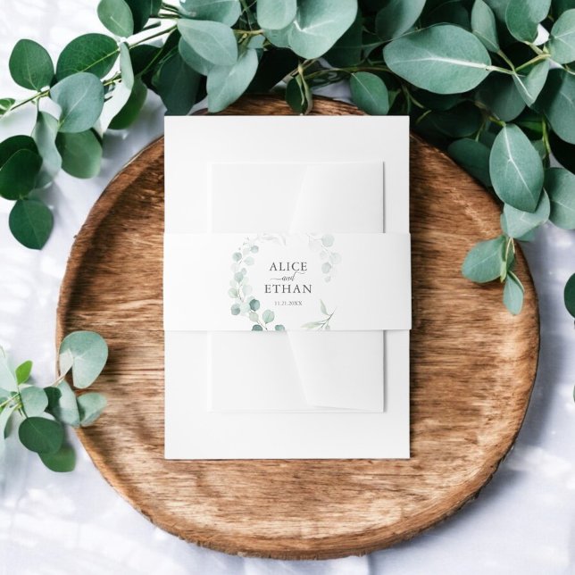 Rustic Eucalyptus Script Summer Invitation Belly Band (Creator Uploaded)