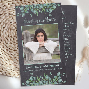 Rustic Eucalyptus Slate Memorial Prayer Card