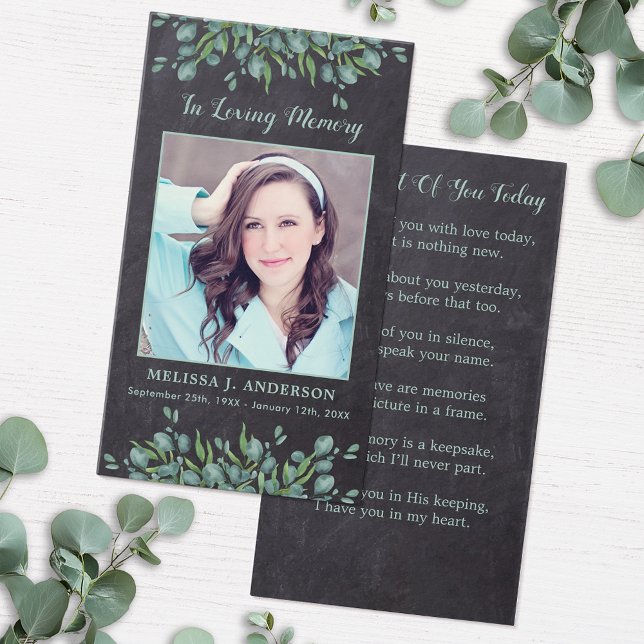 Rustic Eucalyptus Sympathy Funeral Prayer Card (Creator Uploaded)