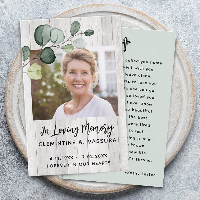 Rustic Eucalyptus Sympathy Prayer Photo Card (Rustic Eucalyptus Sympathy Prayer Photo Card)