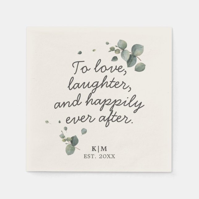 Rustic Eucalyptus To Love Laughter Quote Paper Napkin (Front)