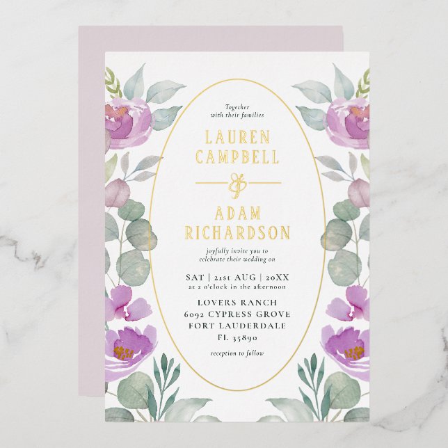 Rustic Eucalyptus Watercolor Blush Pink Wedding (Front/Back)