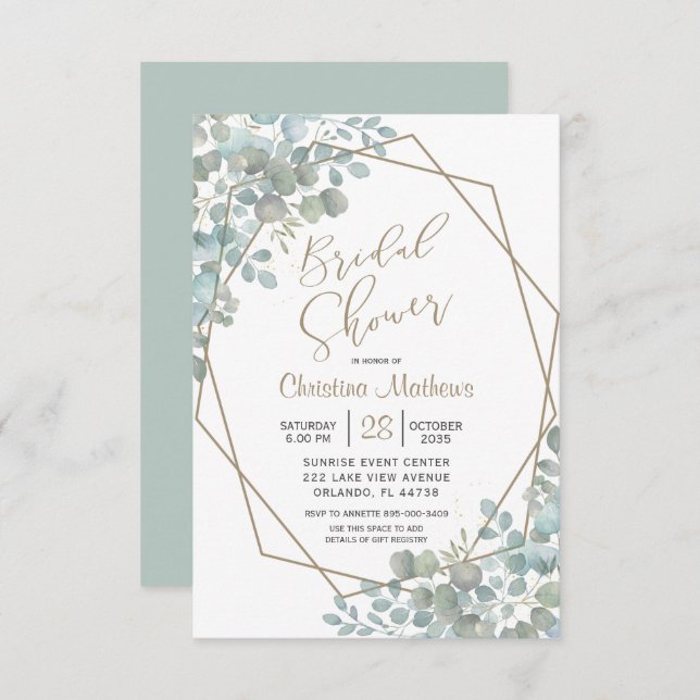 Rustic Eucalyptus Watercolor Bridal Shower Invitation (Front/Back)