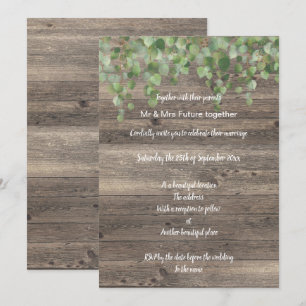 RUSTIC EUCALYPTUS WATERFALL WEDDING INVITATION