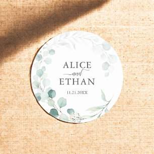 Rustic Eucalyptus Wedding Classic Round Sticker