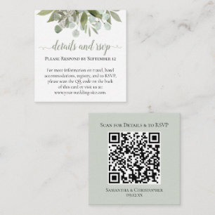 Rustic Eucalyptus Wedding Details & RSVP QR Code Enclosure Card