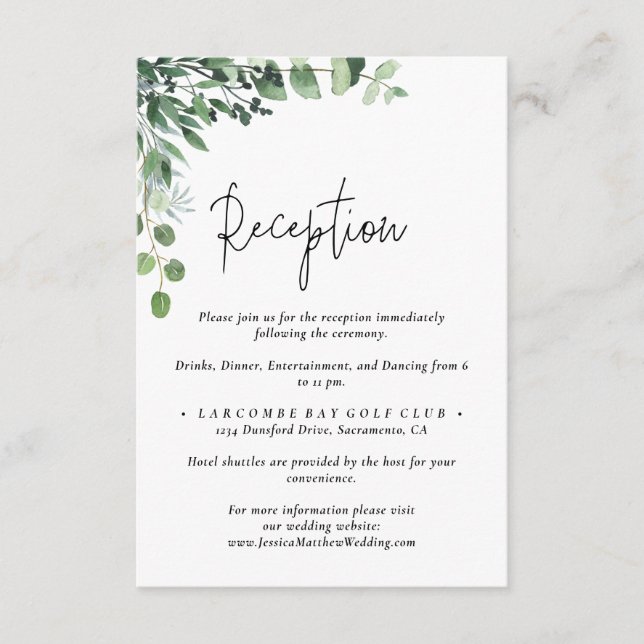 Rustic Eucalyptus Wedding  Enclosure Card (Front)