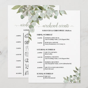 Rustic Eucalyptus Wedding Events & Timeline Programme
