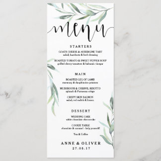 Rustic Eucalyptus Wedding Menu Card