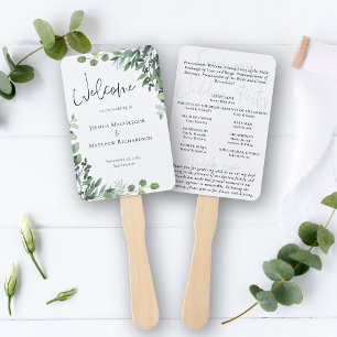 Rustic Eucalyptus Wedding Program Hand Fan