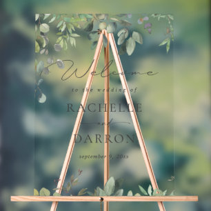 Rustic Eucalyptus Wedding Welcome Acrylic Sign