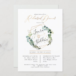 Rustic Eucalyptus Wreath Rehearsal Dinner Invitation