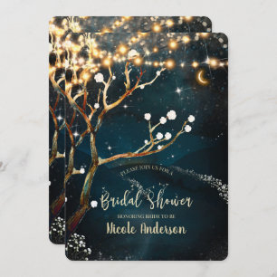 Rustic Evening Tree Lights Starry Bridal Shower Invitation