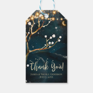 Rustic Evening Tree Lights Starry Night Wedding Gift Tags