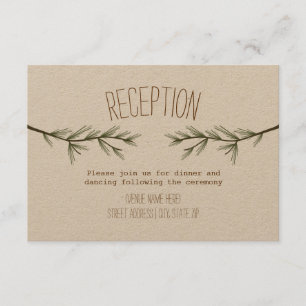 Rustic Evergreen Branches Wedding Reception Enclosure Card