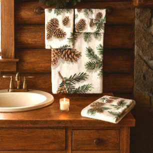 Rustic Evergreen Forest Bath Towel Set