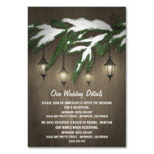 Rustic Evergreen Lantern Wedding Enclosure Cards