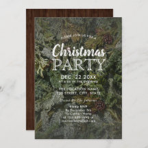 Rustic Evergreen & Pine Branches Christmas Party