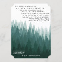Rustic Evergreen Pine Tree Wedding Invitations